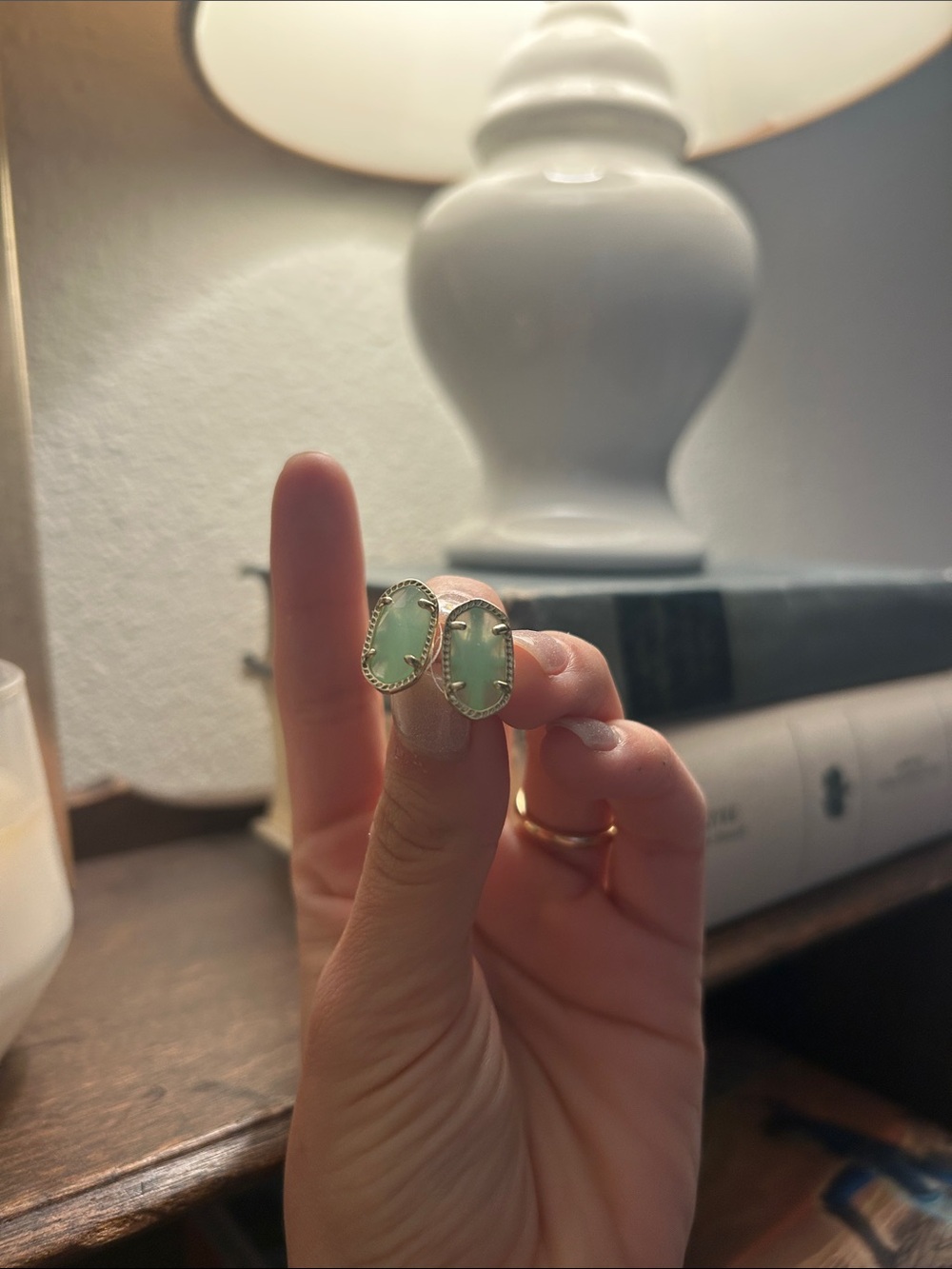 Kendra Scott Mint Green Oval Stone Stud Earrings - Women Jewelry